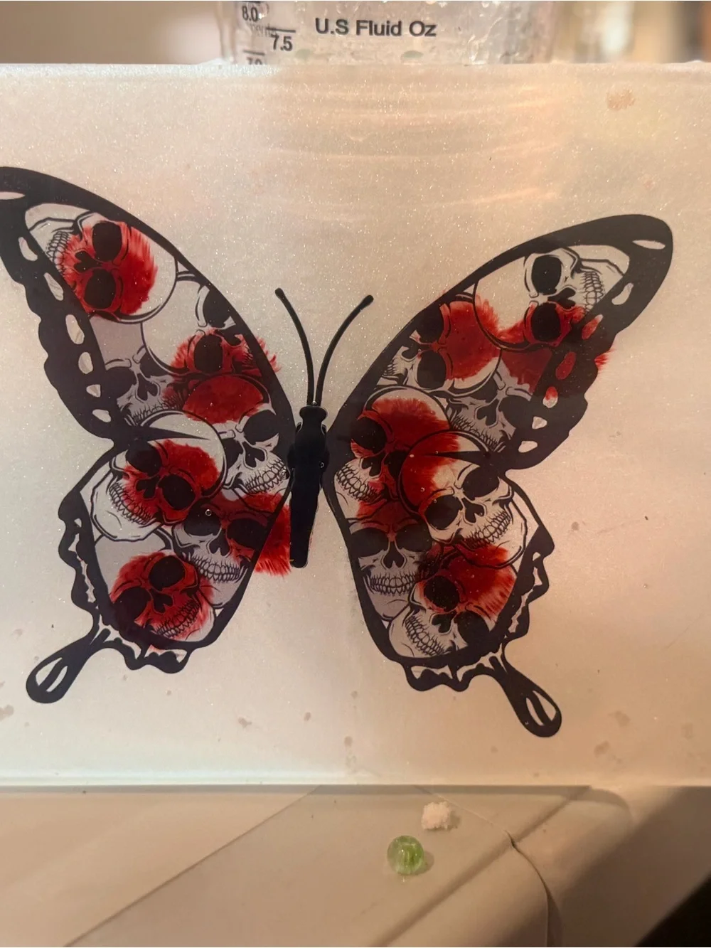 Black and Red Skull Butterfly Decal - Gothic Home Decor Large